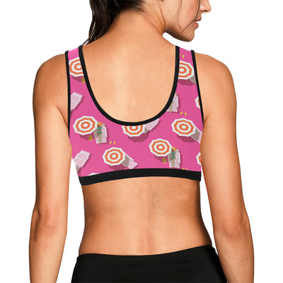 Beach Top View Umbrella Theme Sports Bra