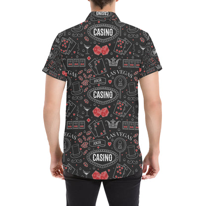 Casino Pattern Print Design 04 Men's Short Sleeve Button Up Shirt