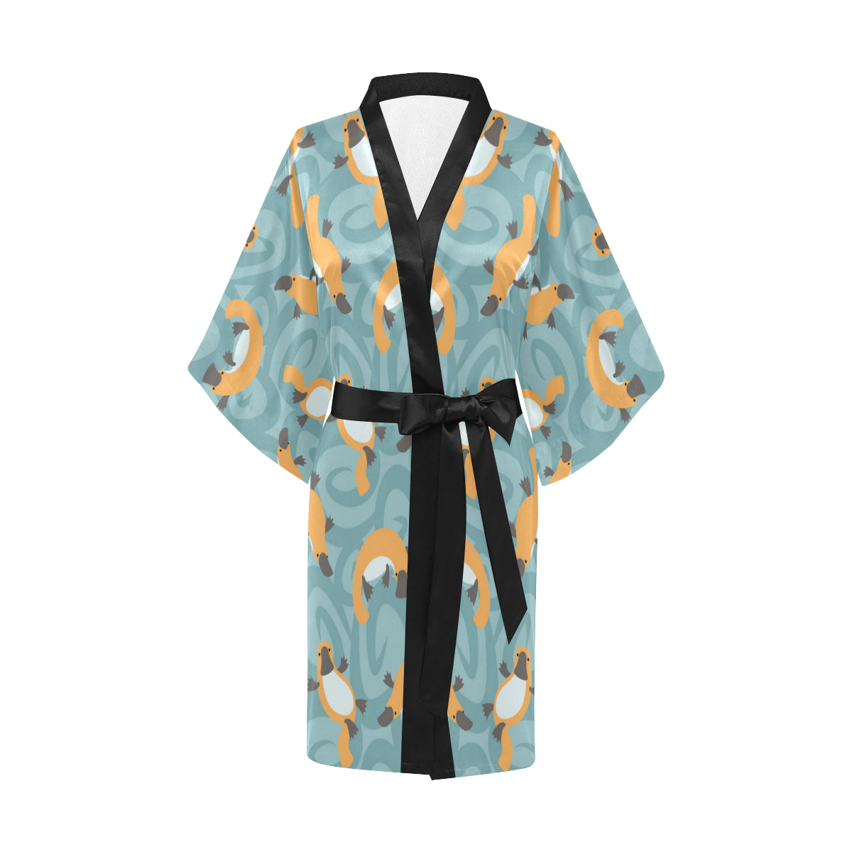 Platypus Pattern Print Design A01 Women's Short Kimono