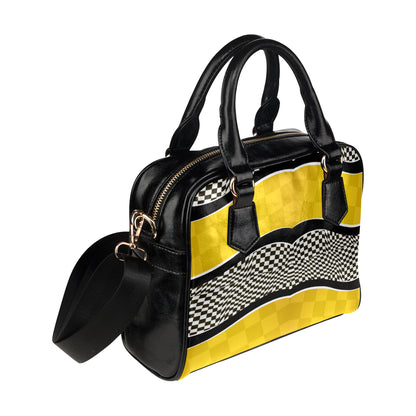 Checkered Pattern Print Design 02 Shoulder Handbag