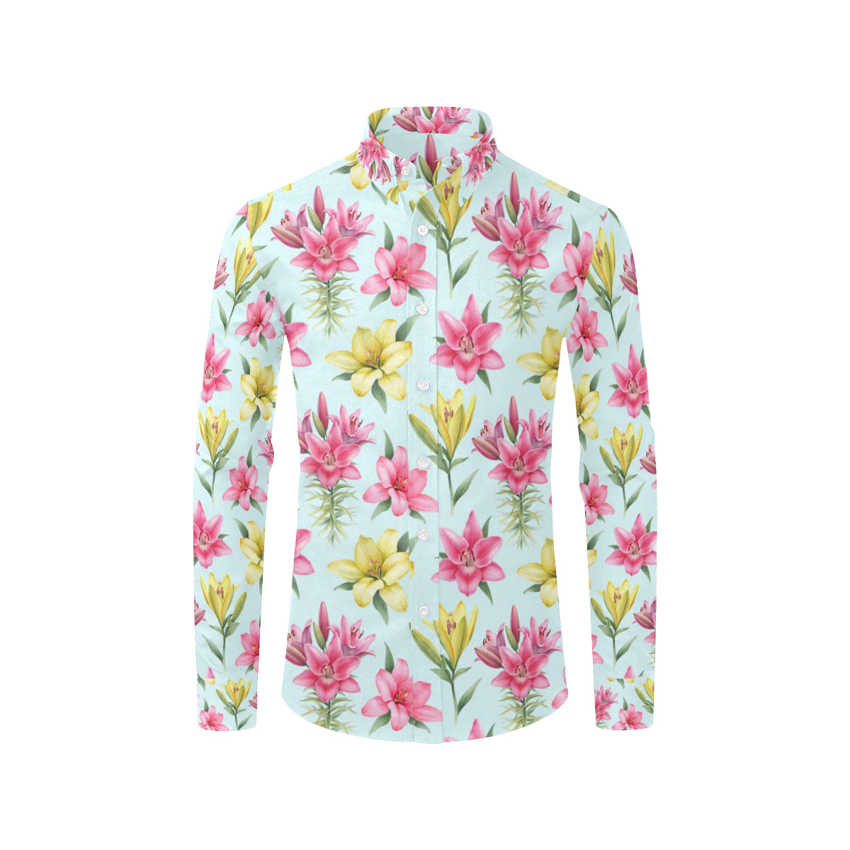 Lily Pattern Print Design LY010 Men's Long Sleeve Shirt
