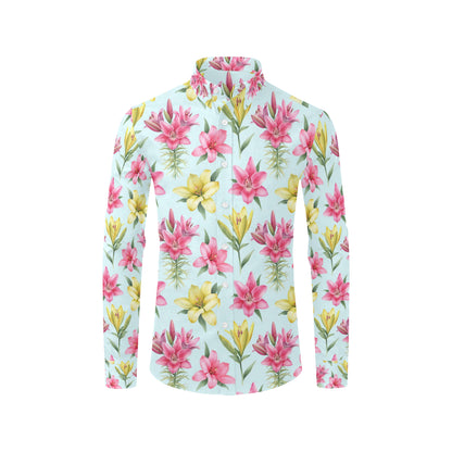 Lily Pattern Print Design LY010 Men's Long Sleeve Shirt