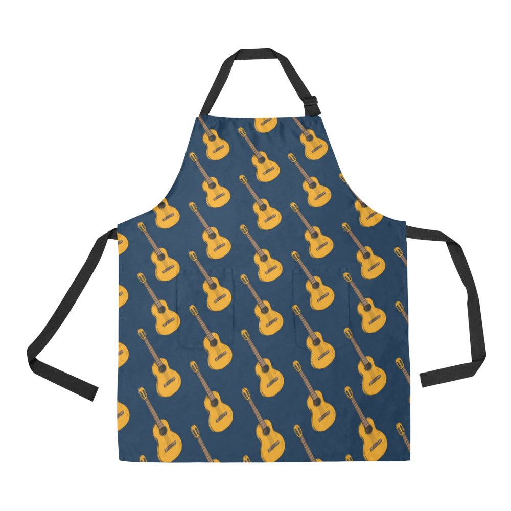 Acoustic Guitar Pattern Print Design 04 Apron with Pocket