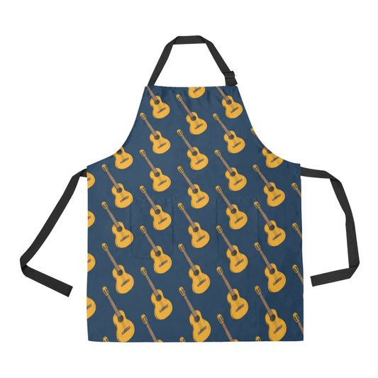 Acoustic Guitar Pattern Print Design 04 Apron with Pocket