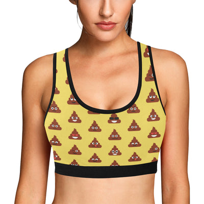 Emoji Poop Print Pattern Sports Bra