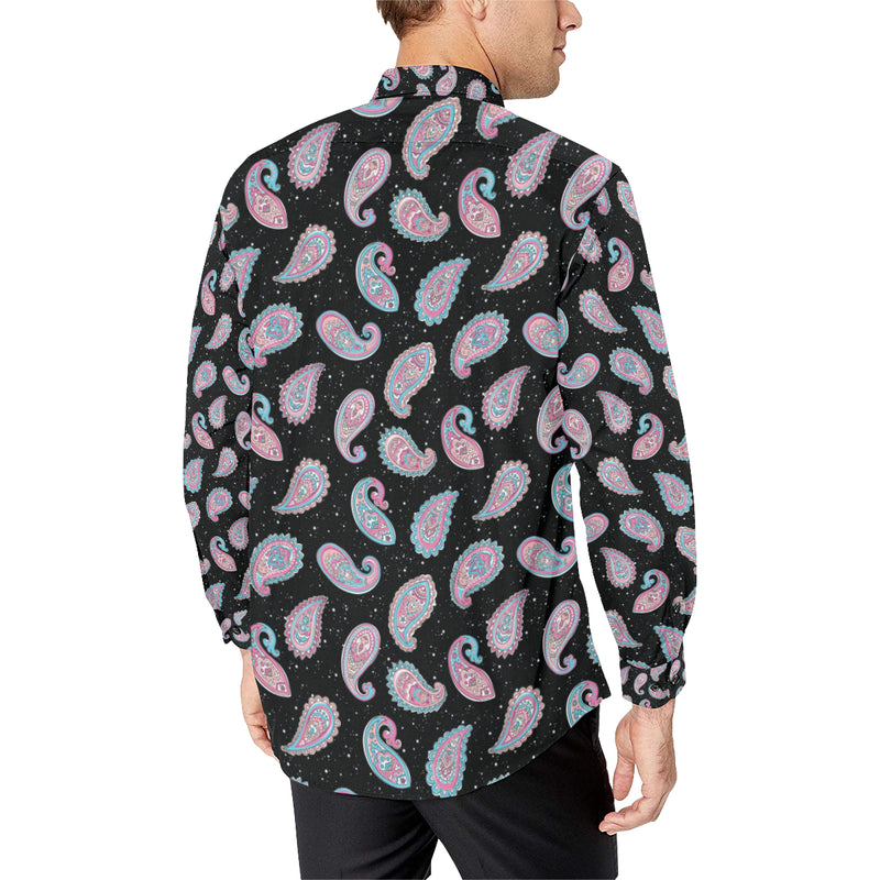 Paisley Pink Design Mandala Print Men's Long Sleeve Shirt