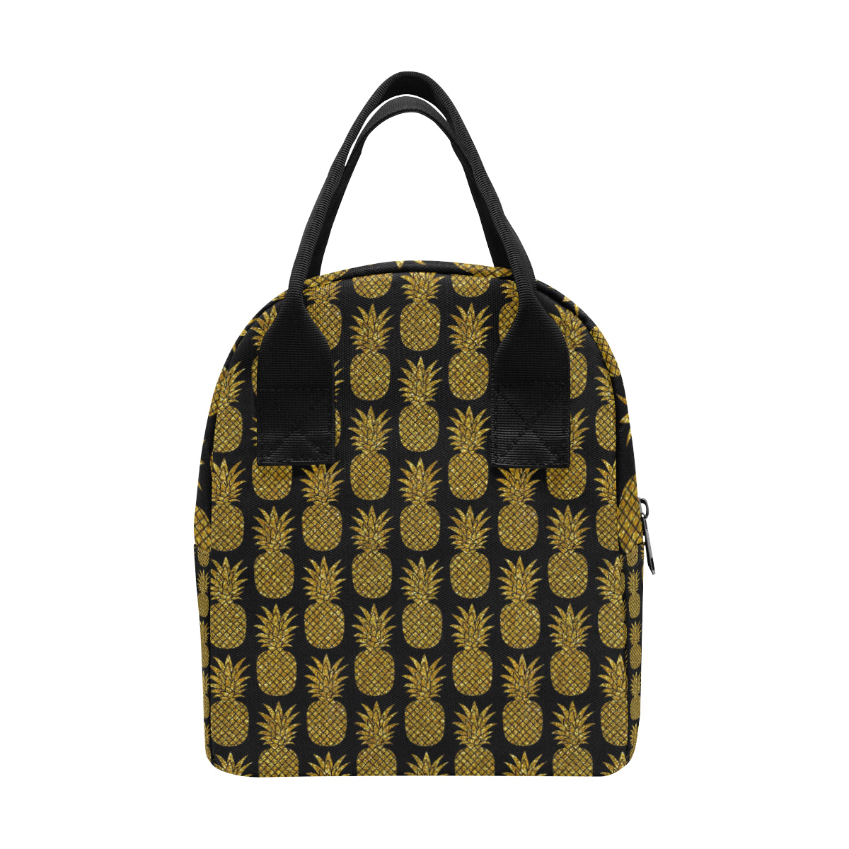 Gold Pineapple Pattern Print Design PP011 Insulated Lunch Bag
