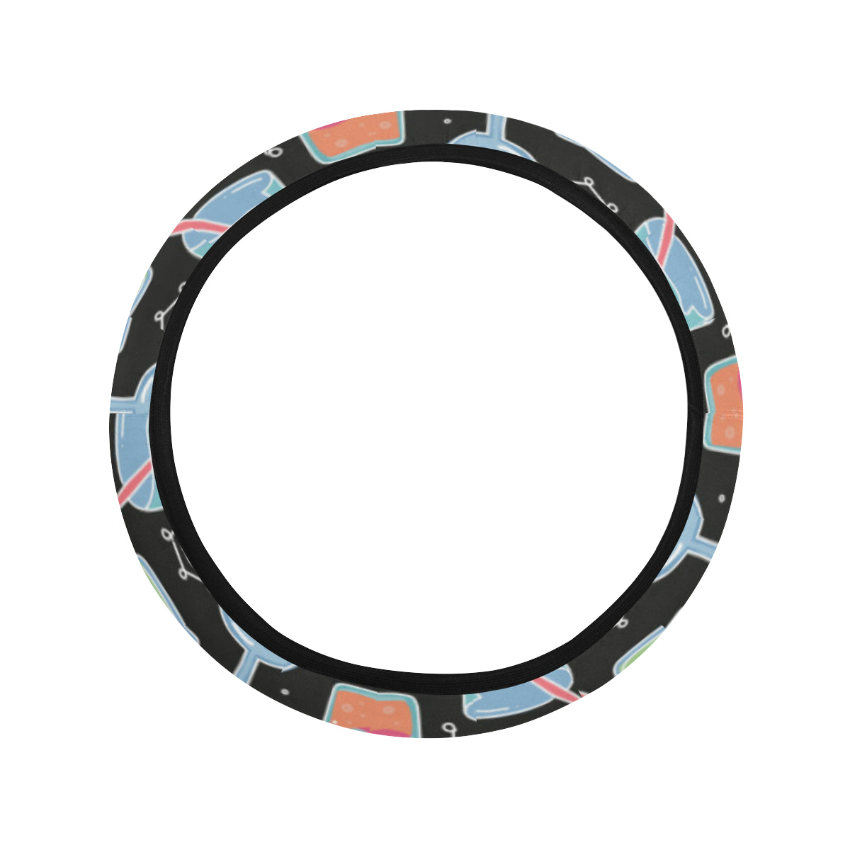 Chemical Pattern Print Design 06 Steering Wheel Cover with Elastic Edge