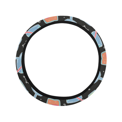 Chemical Pattern Print Design 06 Steering Wheel Cover with Elastic Edge