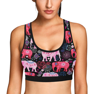 Pink Elephant Pattern Sports Bra