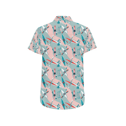 Kayak Pattern Print Design 05 Men's Short Sleeve Button Up Shirt