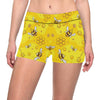 Bee Pattern Print Design BEE01 Yoga Shorts