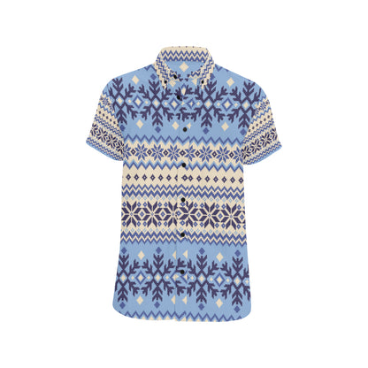 Nordic Pattern Print Design A03 Men's Short Sleeve Button Up Shirt