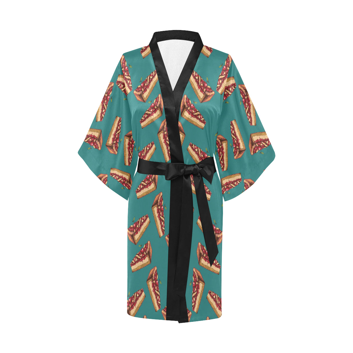 Cheesecake Cherry Pattern Print Design CK03 Women's Short Kimono