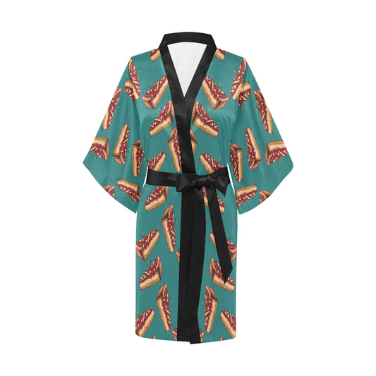 Cheesecake Cherry Pattern Print Design CK03 Women's Short Kimono