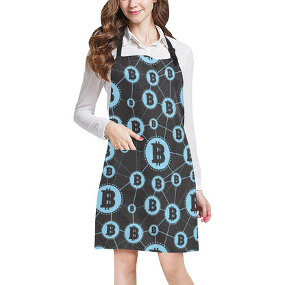 Cryptocurrency Pattern Print Design 02 Apron with Pocket