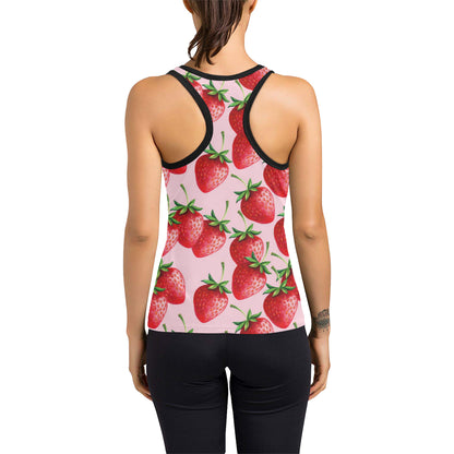 Strawberry Pattern Print Design SB03 Women's Racerback Tank Top