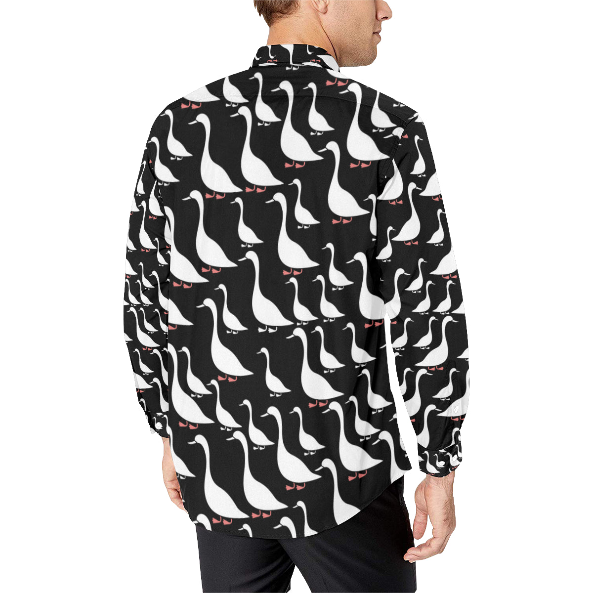 Goose Pattern Print Design 01 Men's Long Sleeve Shirt