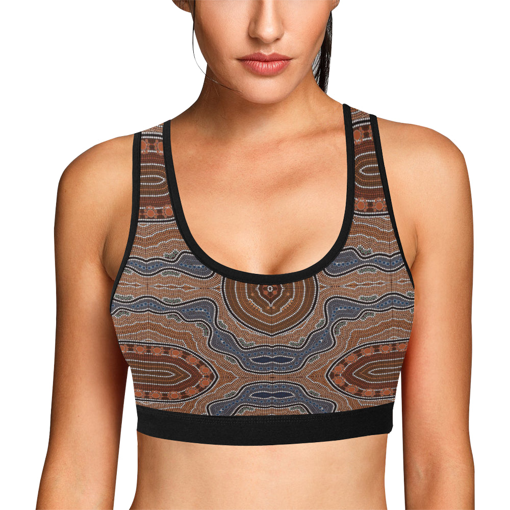 Aboriginal Pattern Print Design 01 Sports Bra
