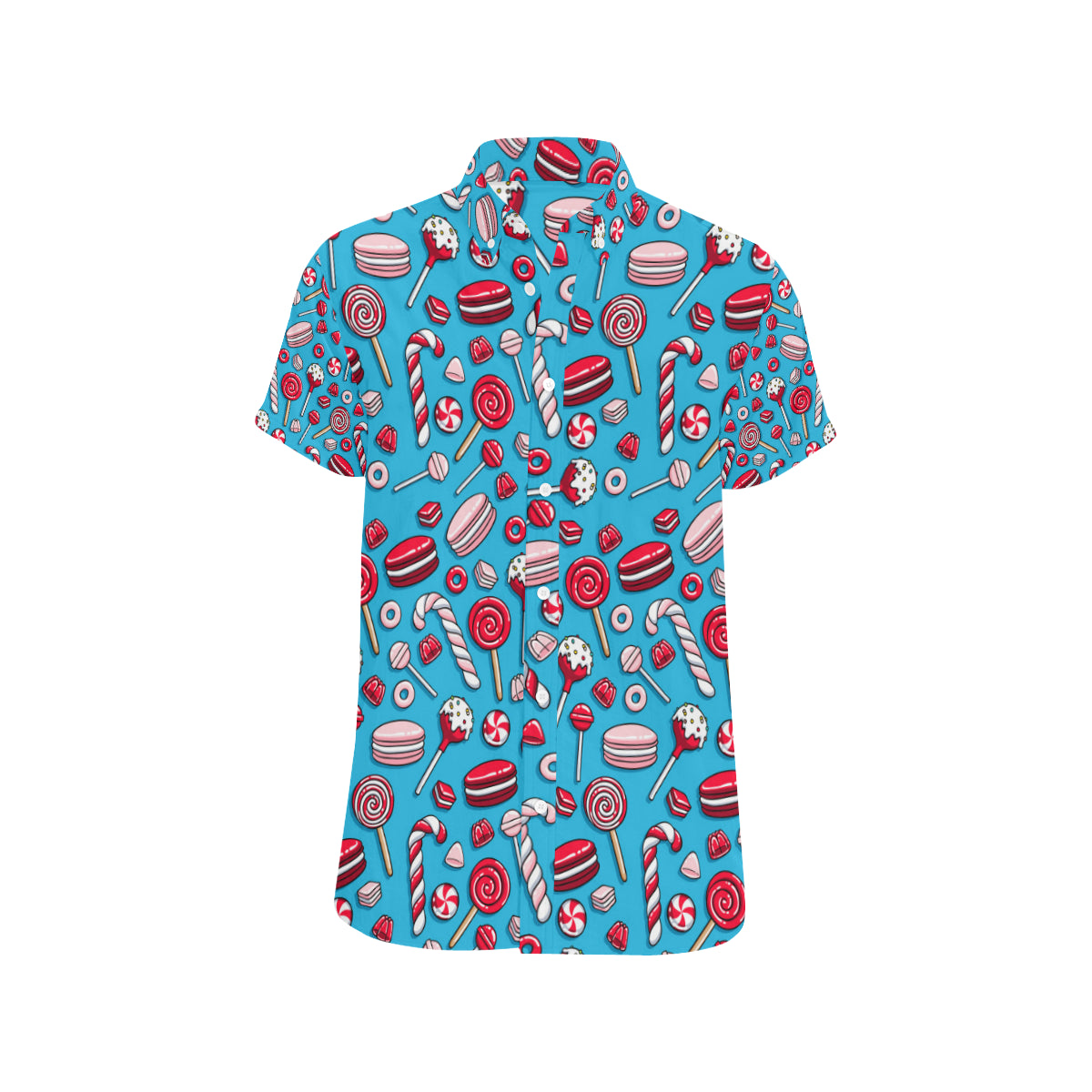 Candy Pattern Print Design 05 Men's Short Sleeve Button Up Shirt