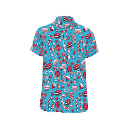 Candy Pattern Print Design 05 Men's Short Sleeve Button Up Shirt