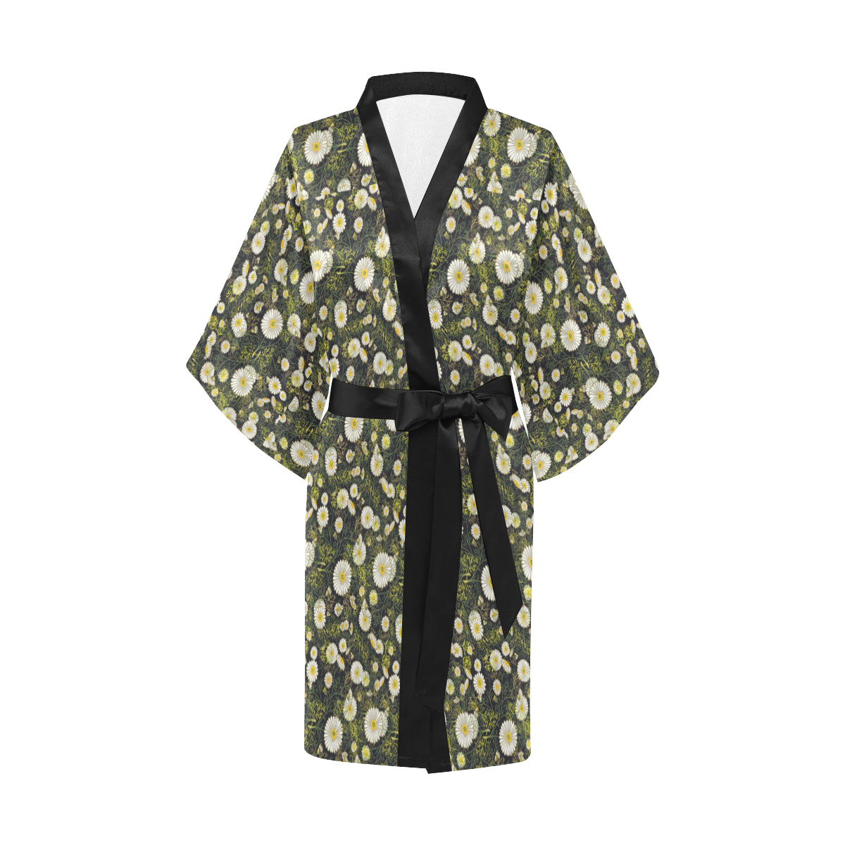 Daisy Pattern Print Design 03 Women's Short Kimono