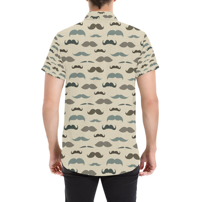 Mustache Pattern Print Design A01 Men's Short Sleeve Button Up Shirt