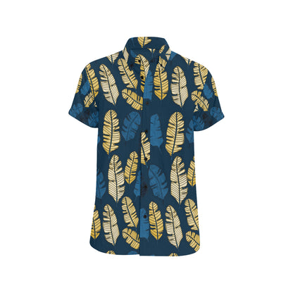 Banana Leaf Pattern Print Design BL09 Men's Short Sleeve Button Up Shirt