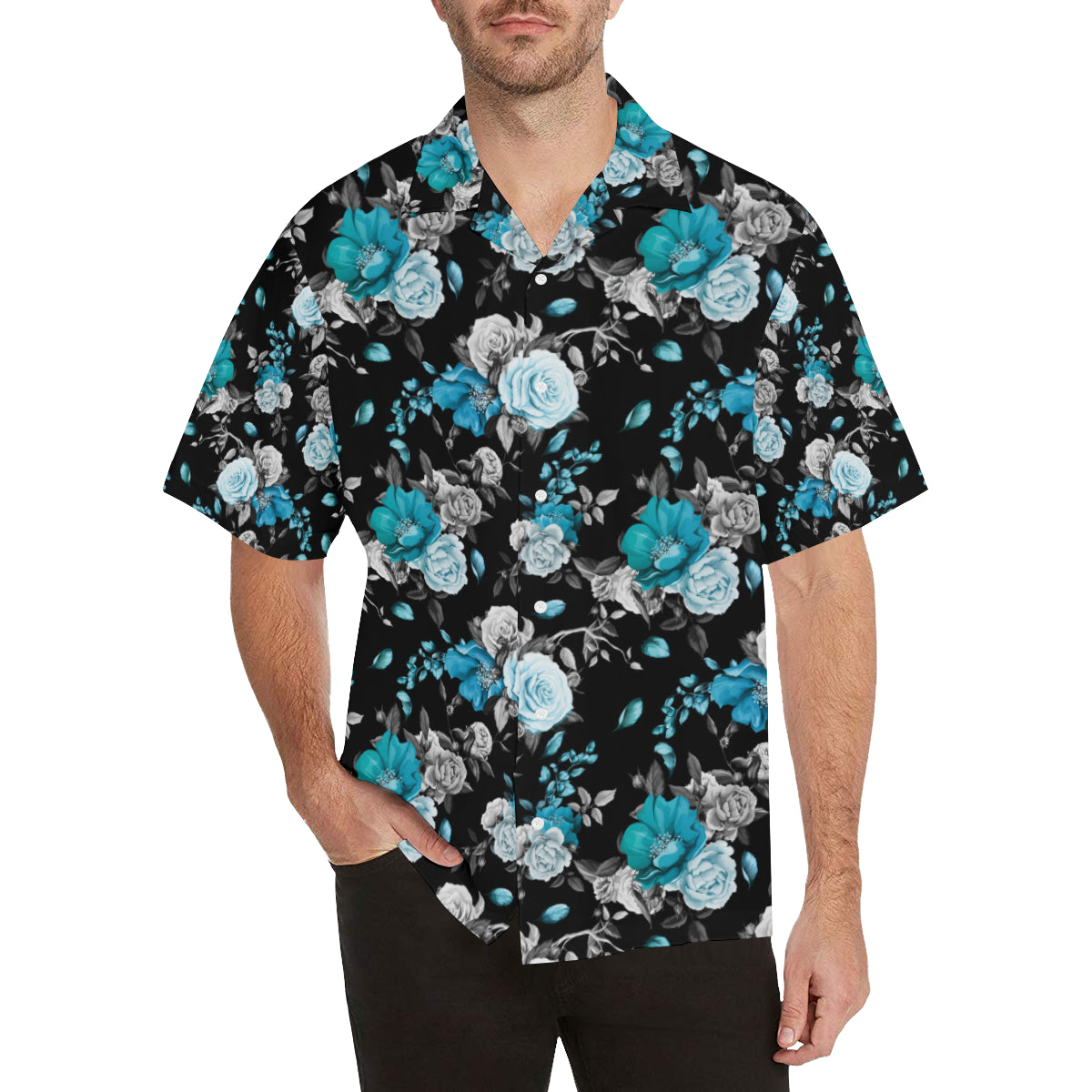 Rose Pattern Print Design A02 Men's Hawaiian Shirt