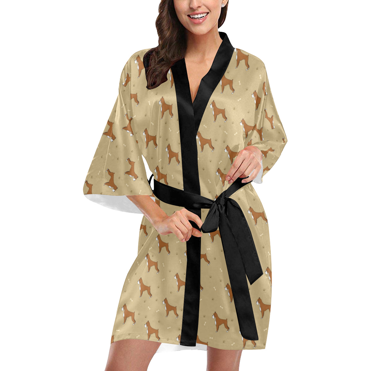 Boxers Pattern Print Design 02 Women's Short Kimono