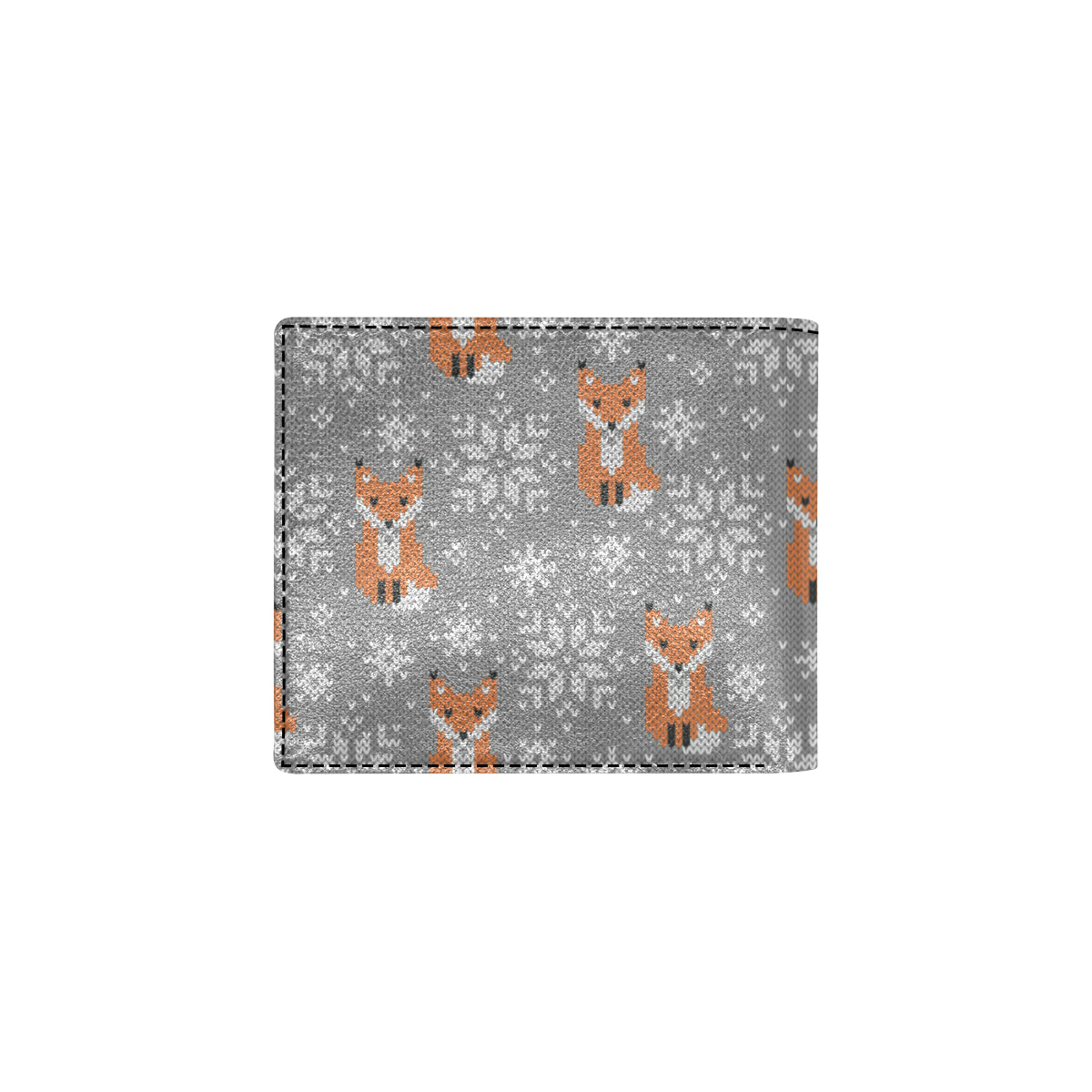 Knit Red Fox Pattern Print Design 02 Men's ID Card Wallet