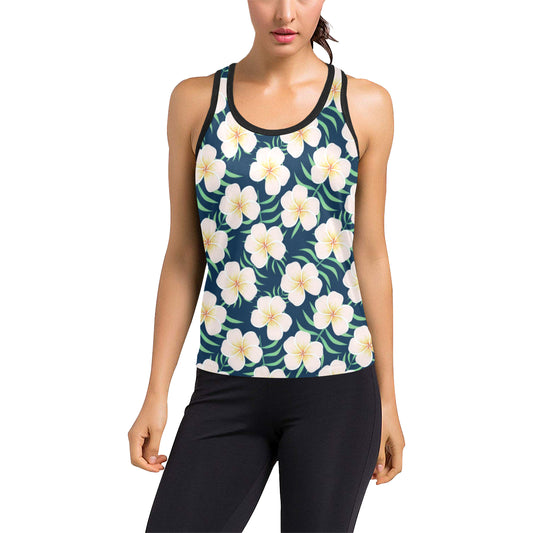 Pink Plumeria Pattern Print Design PM016 Women's Racerback Tank Top
