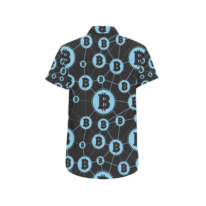 Cryptocurrency Pattern Print Design 02 Men's Short Sleeve Button Up Shirt
