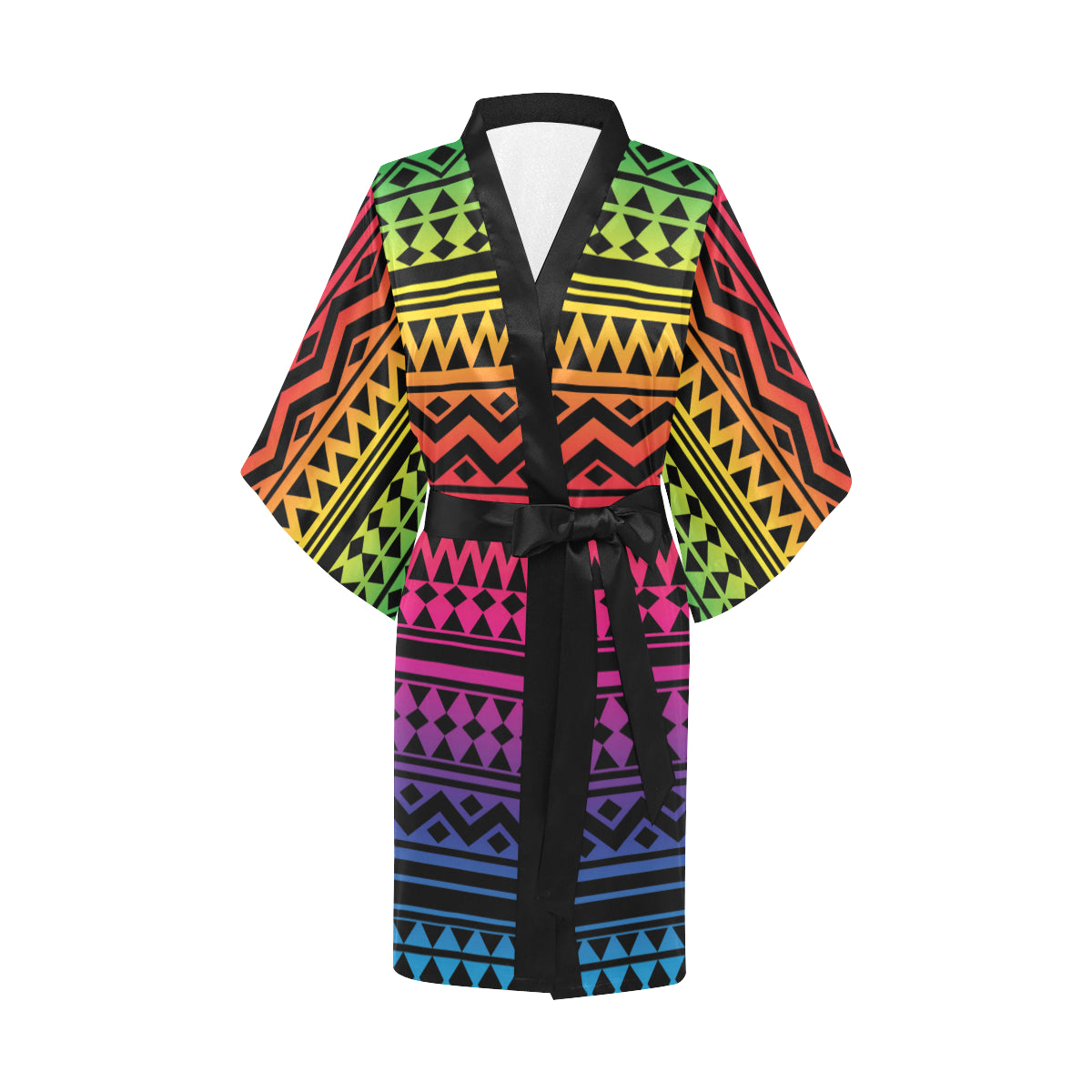 Rainbow Tribal Pattern Print Design A02 Women's Short Kimono