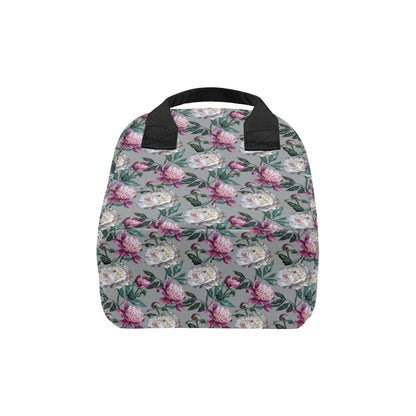 Peony Pattern Print Design PE01 Insulated Lunch Bag