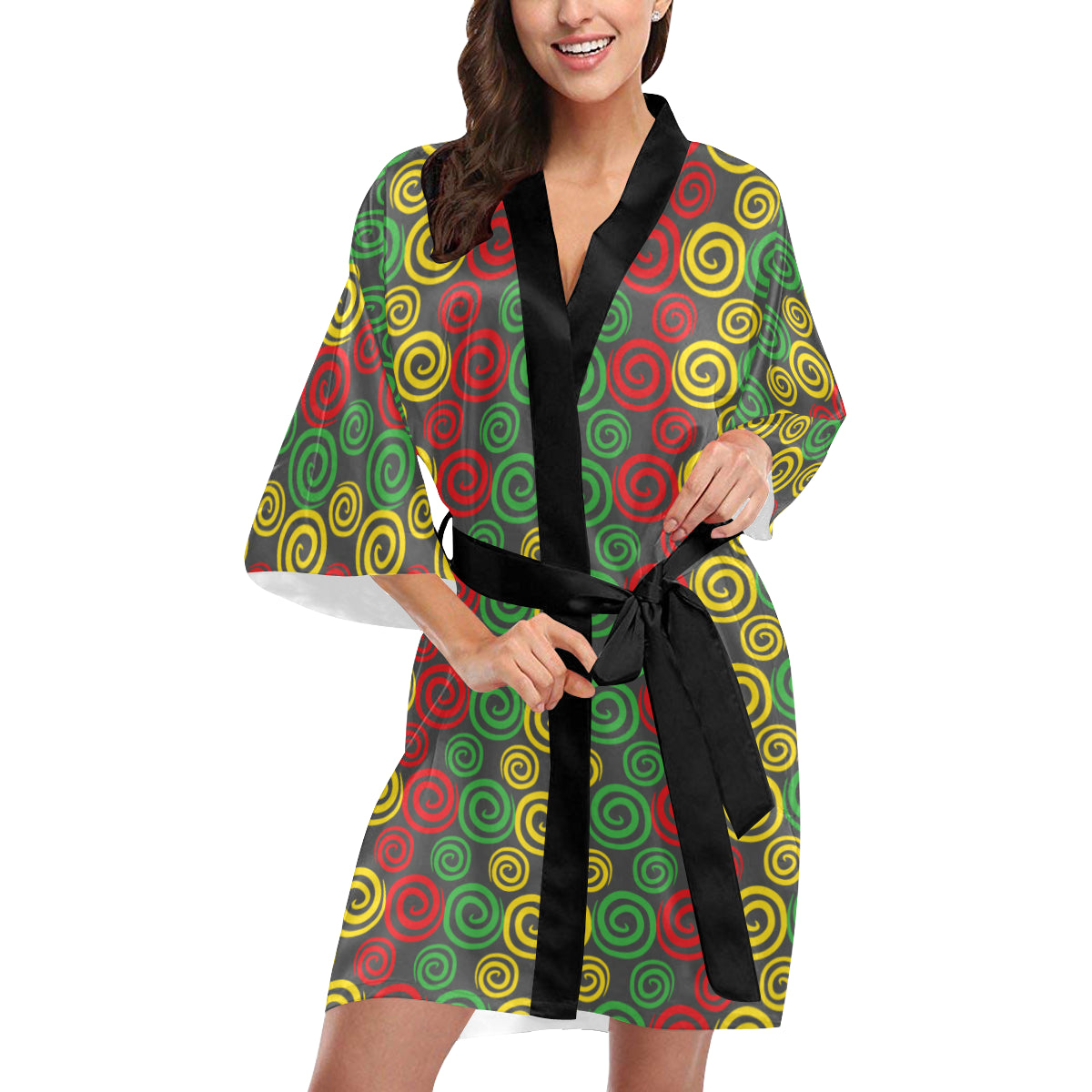 Rastafarian Pattern Print Design A05 Women's Short Kimono