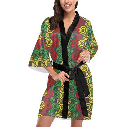 Rastafarian Pattern Print Design A05 Women's Short Kimono