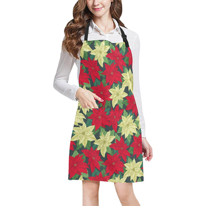 Poinsettia Pattern Print Design POT06 Apron with Pocket