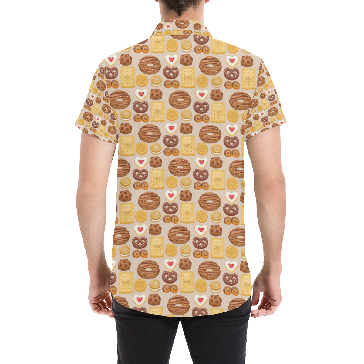 Cookie Pattern Print Design 02 Men's Short Sleeve Button Up Shirt