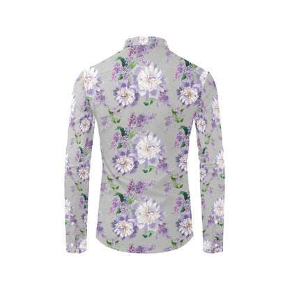 Lilac Pattern Print Design LI07 Men's Long Sleeve Shirt