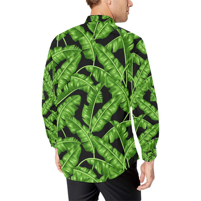 Banana Leaf Pattern Print Design BL01 Men's Long Sleeve Shirt