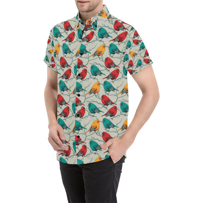 Birds Pattern Print Design 04 Men's Short Sleeve Button Up Shirt