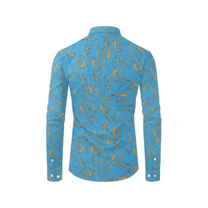 Trombone Pattern Print Design 01 Men's Long Sleeve Shirt