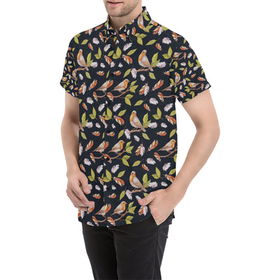 Birds Pattern Print Design 02 Men's Short Sleeve Button Up Shirt