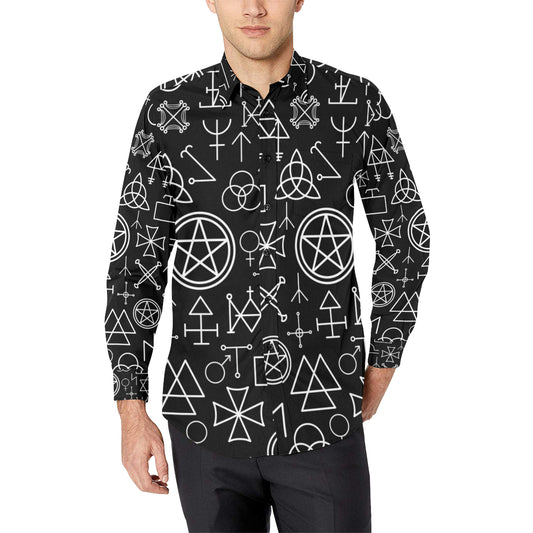 Pentagram Pattern Print Design A02 Men's Long Sleeve Shirt