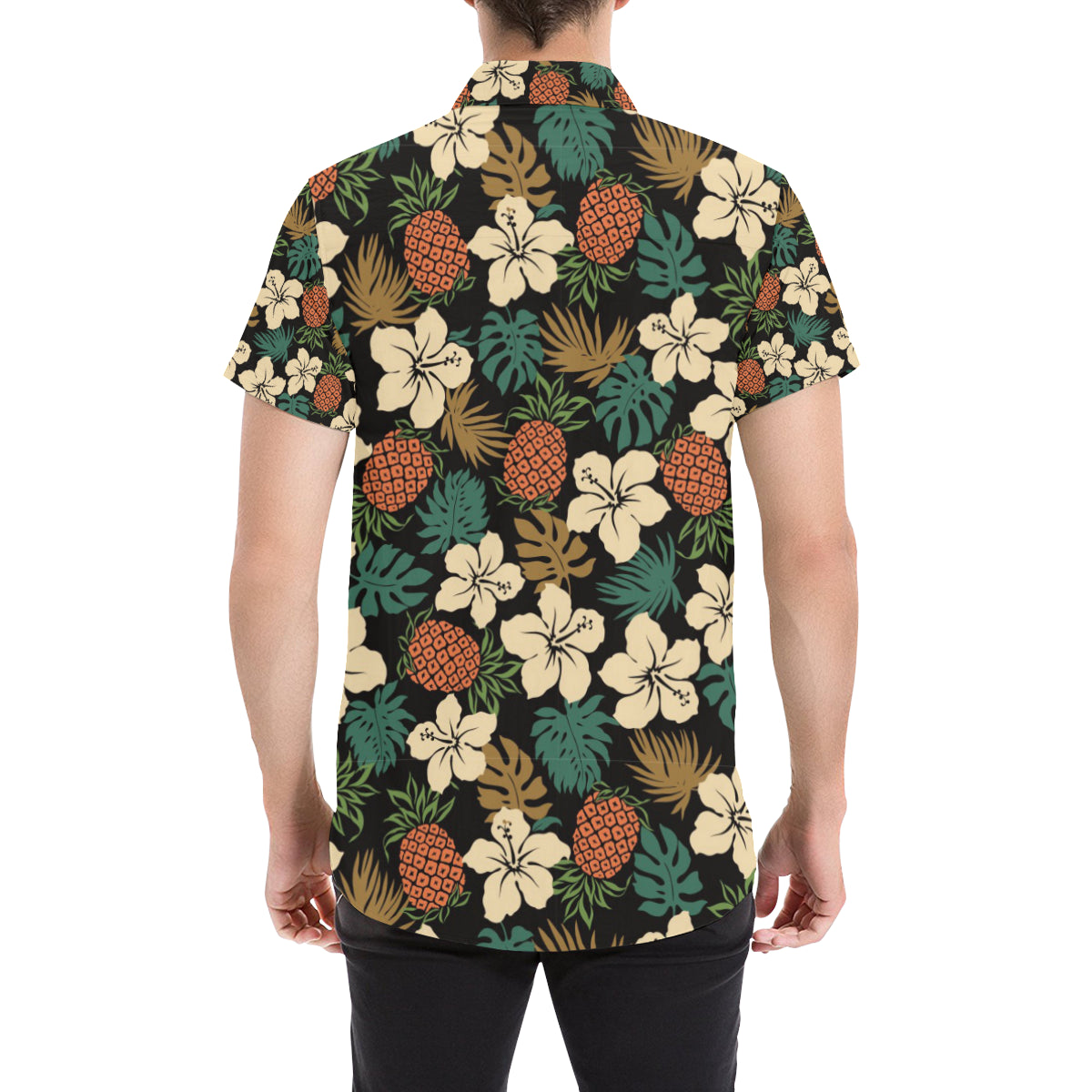 Hawaiian Themed Pattern Print Design H08 Men's Short Sleeve Button Up Shirt