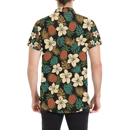 Hawaiian Themed Pattern Print Design H08 Men's Short Sleeve Button Up Shirt