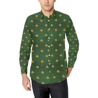 Clover  Pattern Print Design 01 Men's Long Sleeve Shirt