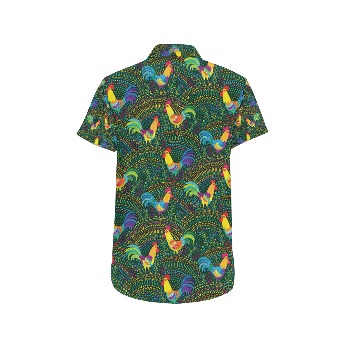Rooster Pattern Print Design A01 Men's Short Sleeve Button Up Shirt