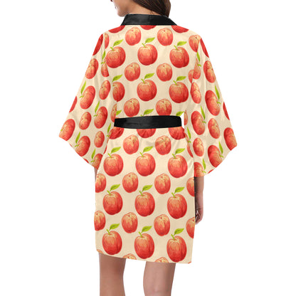 Peach Pattern Print Design A03 Women's Short Kimono